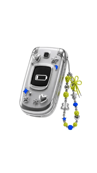 Chrome flip phone illustration