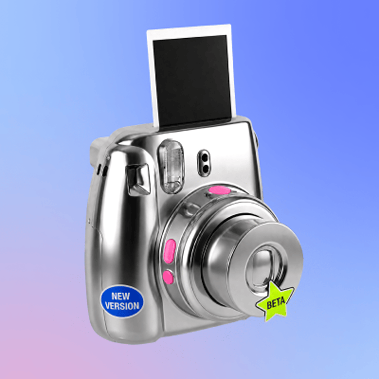 Chrome instant camera illustration