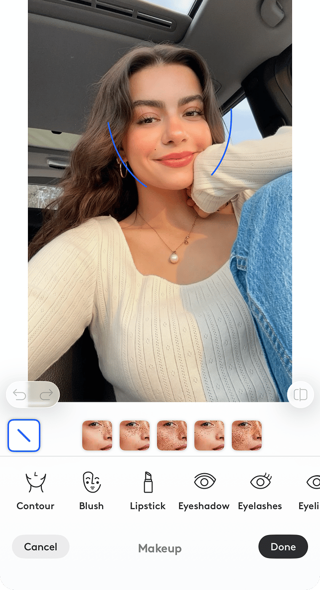Facetune makeup editor screen