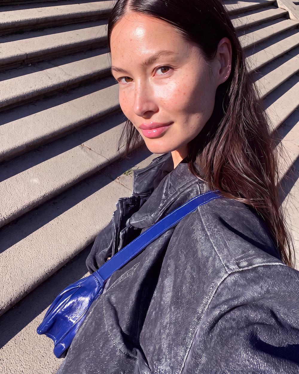 Denim jacket on stone steps